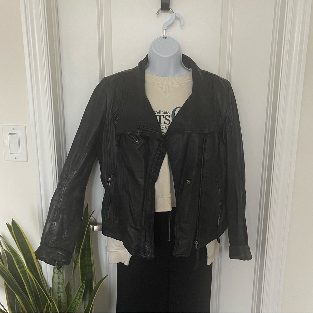 Danier Black Genuine Leather Jacket - Size S